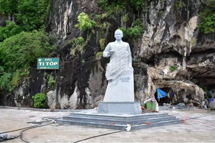 Titov's statue on the island carrying his name